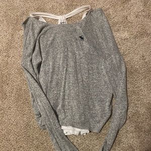 Grey sweater with built in white tank.